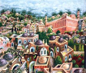 ''Hebron, City of the Patriarchs'' acrylic on canvas by Baruch Nachshon